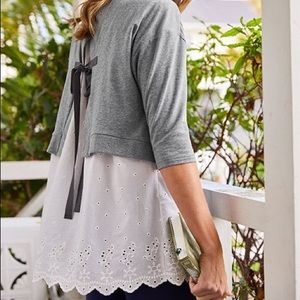 Matilda Jane Gray & Offwhite Tie Back Tunic, Sz S